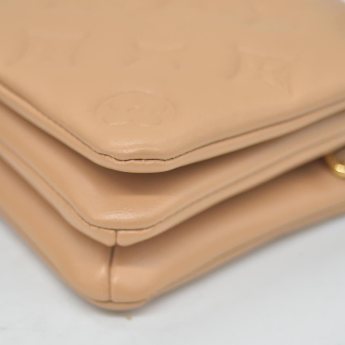 $3150 Louis Vuitton Lambskin Embossed Monogram Pochette Coussin Camel 10020376