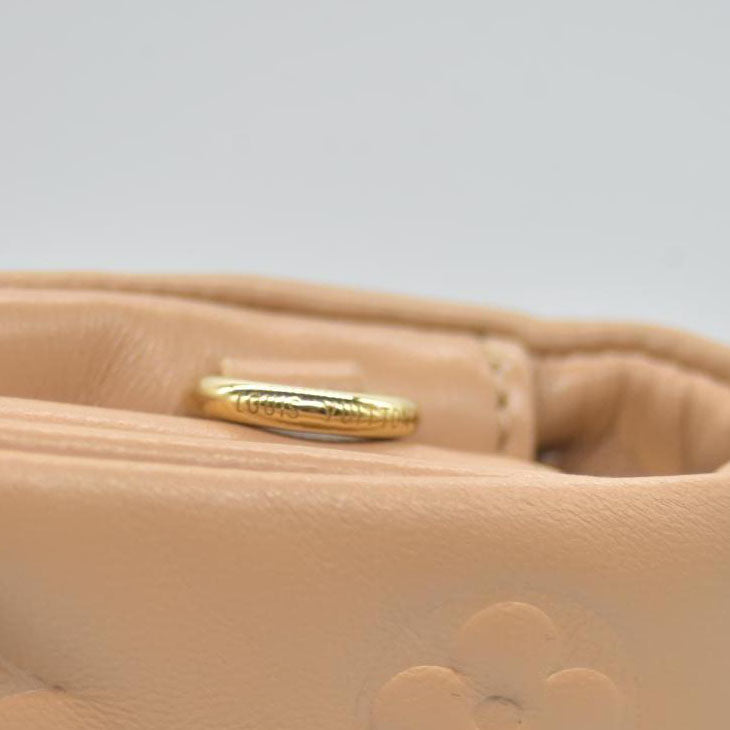 $3150 Louis Vuitton Lambskin Embossed Monogram Pochette Coussin Camel 10020376