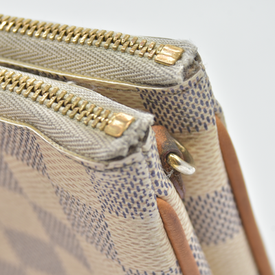 $1350 Louis Vuitton Damier Azur Double Zip Pochette 10019517