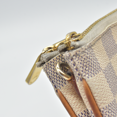 $1350 Louis Vuitton Damier Azur Double Zip Pochette 10019517