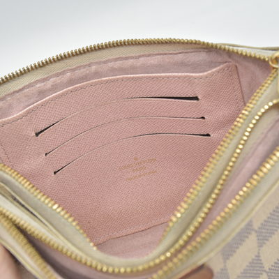 $1350 Louis Vuitton Damier Azur Double Zip Pochette 10019517