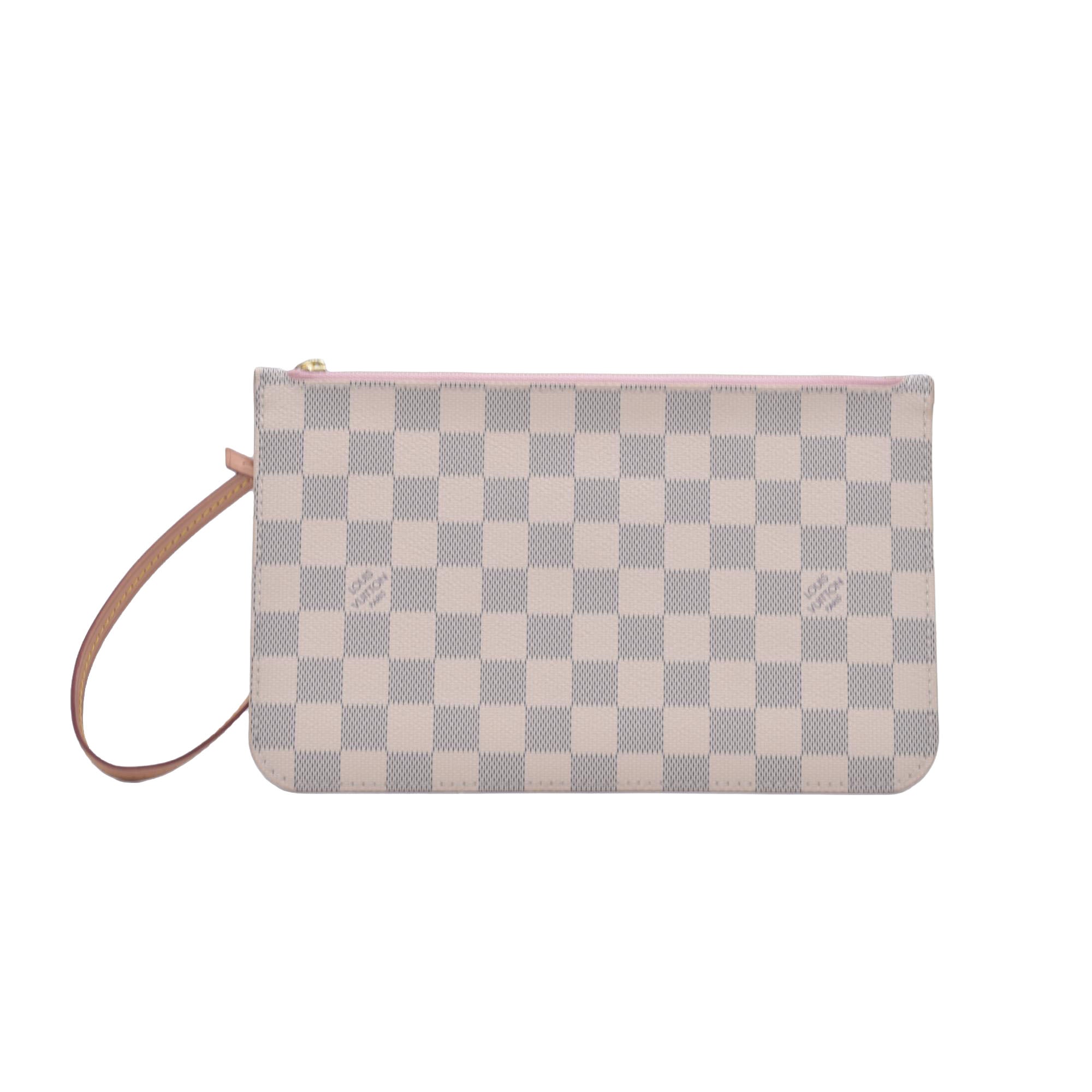 $600 Louis Vuitton Damier Azur Neverfull MM GM Pochette Rose Ballerine RFID CONSIGNMENT