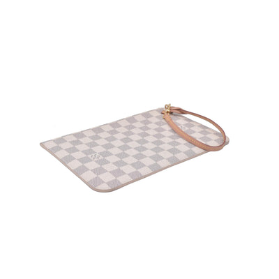 $600 Louis Vuitton Damier Azur Neverfull MM GM Pochette Rose Ballerine RFID CONSIGNMENT