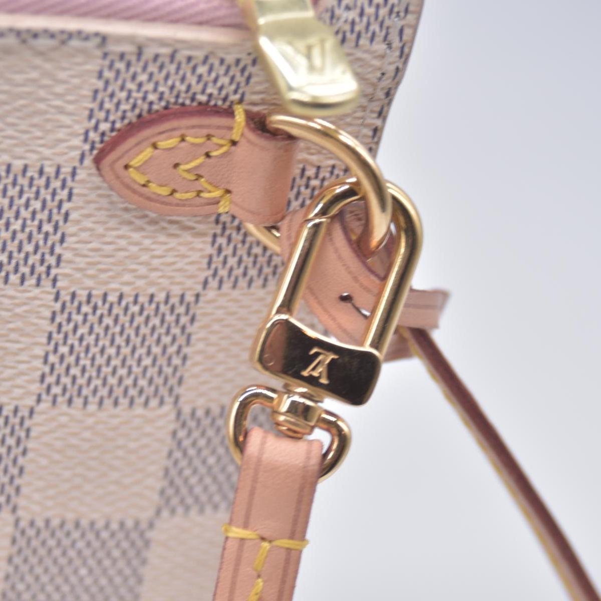 $600 Louis Vuitton Damier Azur Neverfull MM GM Pochette Rose Ballerine RFID CONSIGNMENT