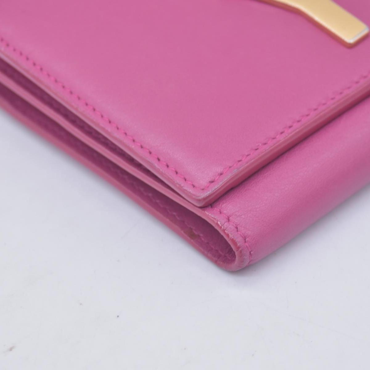 $400 Saint Laurent Classic Y Compact Trifold Wallet Fuchsia CONSIGNMENT