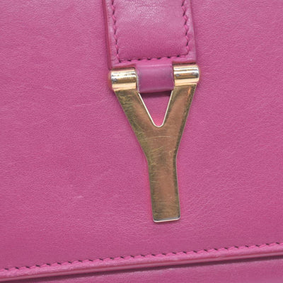 $400 Saint Laurent Classic Y Compact Trifold Wallet Fuchsia CONSIGNMENT