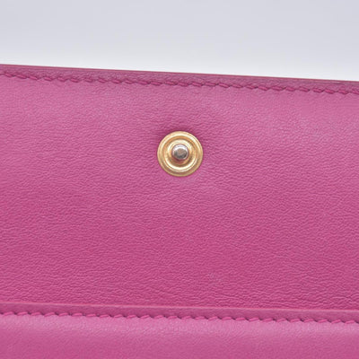 $400 Saint Laurent Classic Y Compact Trifold Wallet Fuchsia CONSIGNMENT