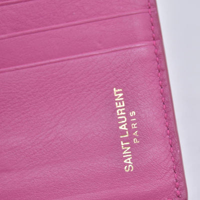 $400 Saint Laurent Classic Y Compact Trifold Wallet Fuchsia CONSIGNMENT