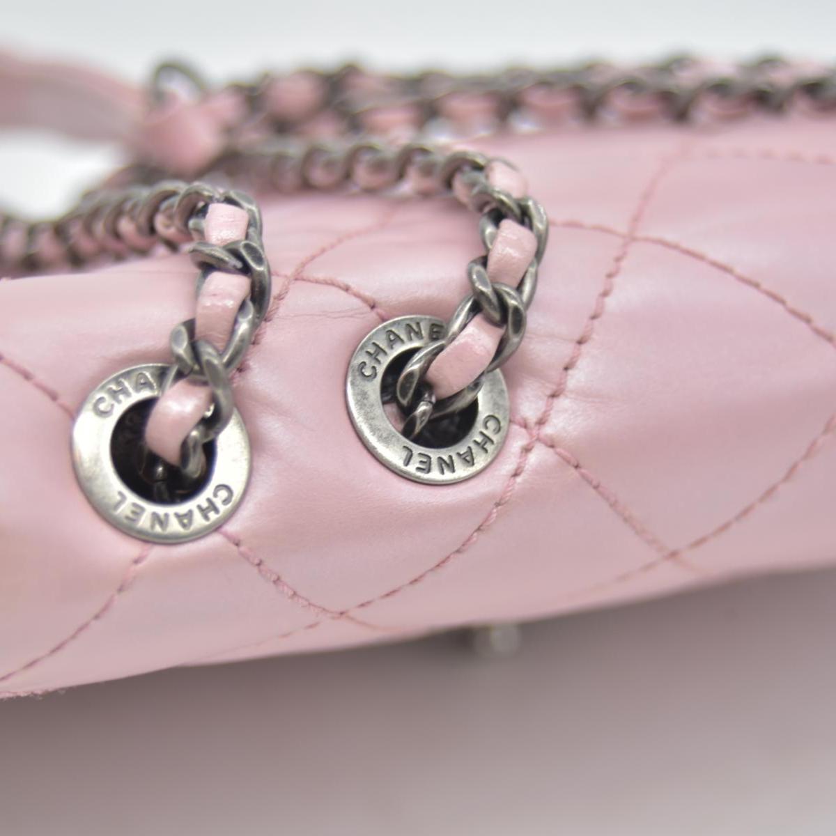 $3200 Chanel  Coco Pleats Flap Bag Pink 10020380