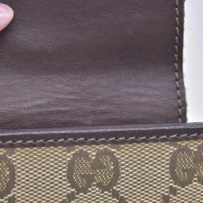 Gucci Beige Green GG Canvas Web Continental Wallet CONSIGNMENT