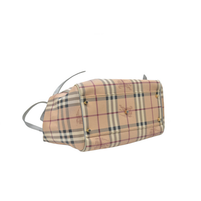$895 Burberry Haymarket Check Small Canterbury Tote Silver