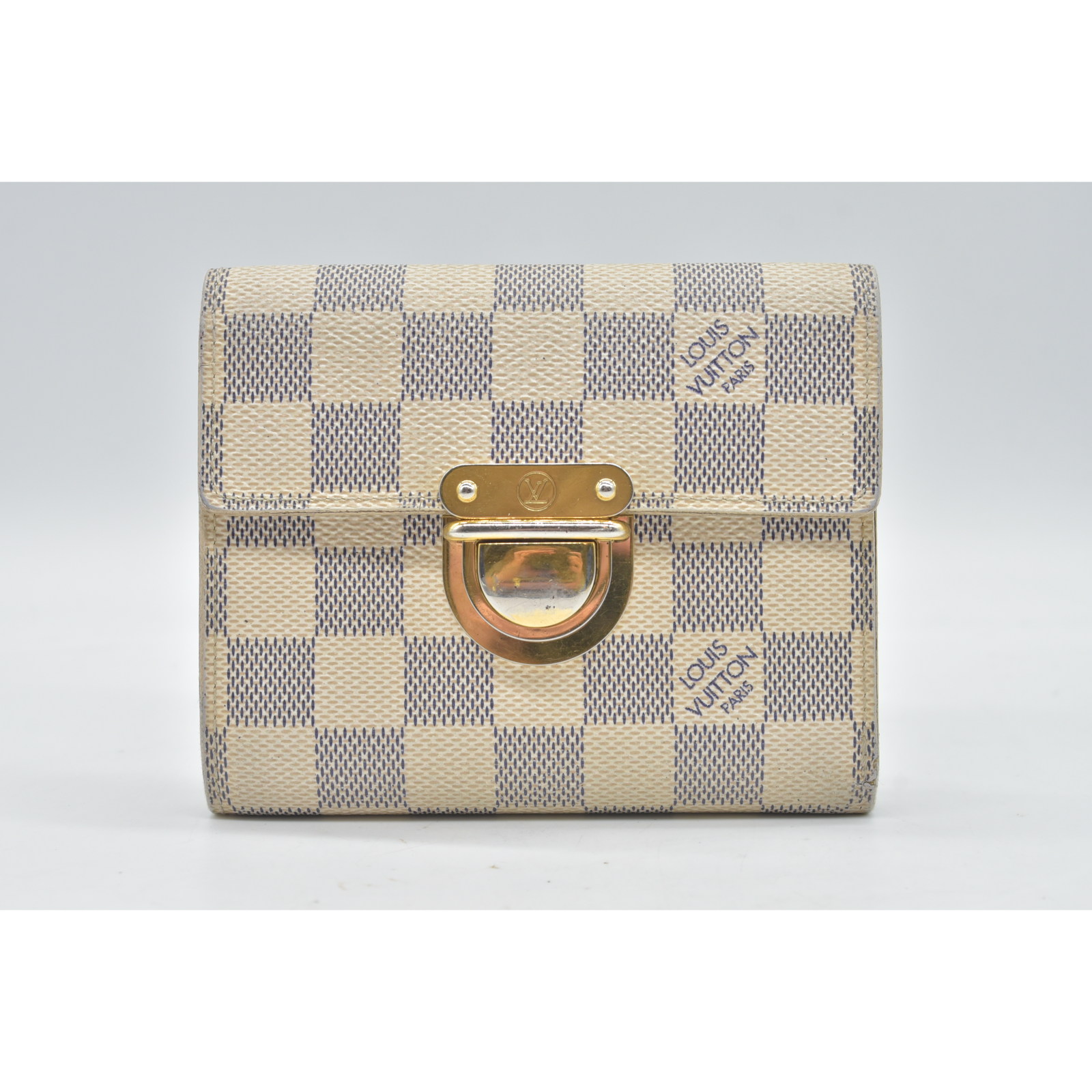 Louis Vuitton Damier Azur Porte Feiulle Koala Trifold Wallet White TH4059