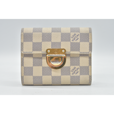 Louis Vuitton Damier Azur Porte Feiulle Koala Trifold Wallet White TH4059