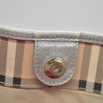 $895 Burberry Haymarket Check Small Canterbury Tote Silver