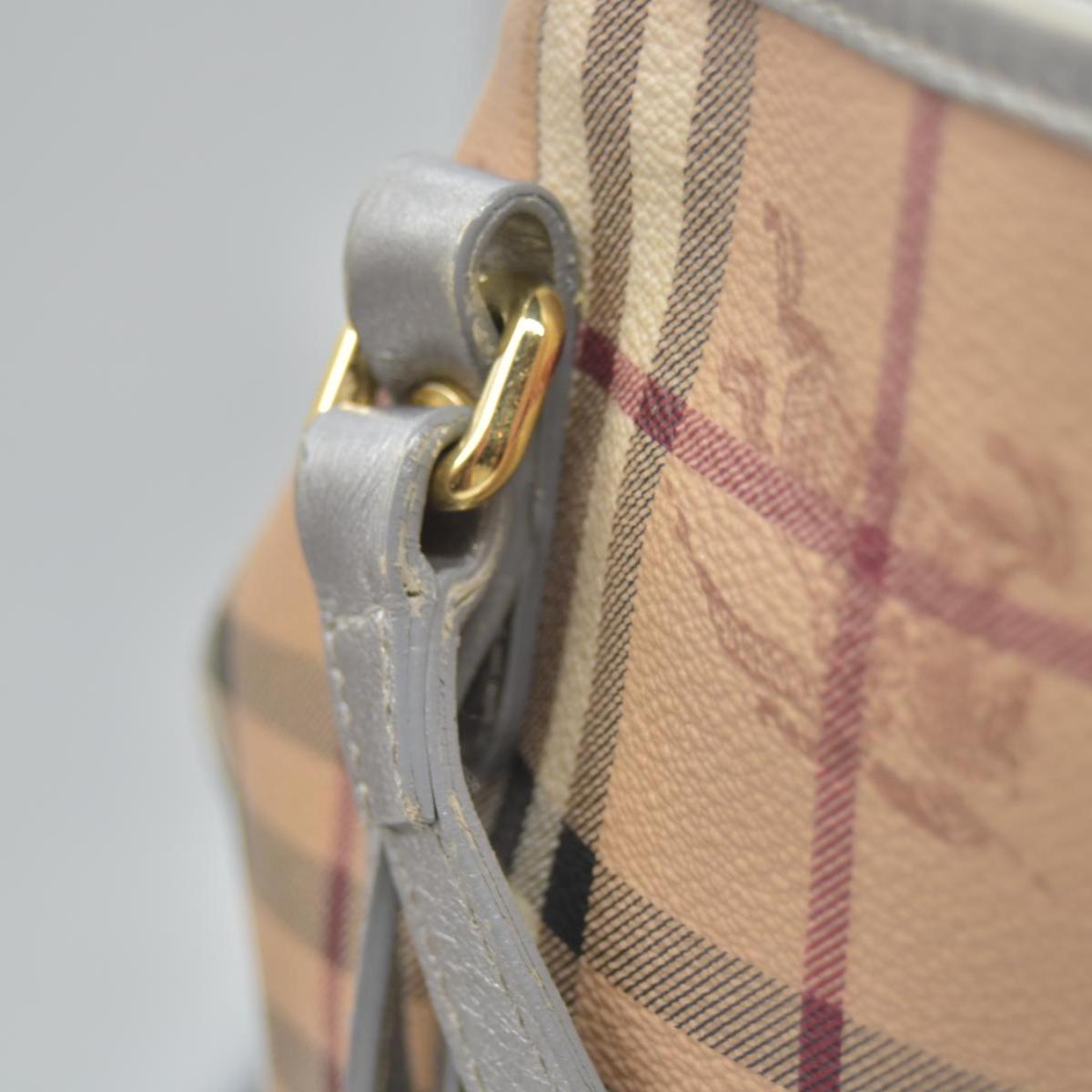 $895 Burberry Haymarket Check Small Canterbury Tote Silver