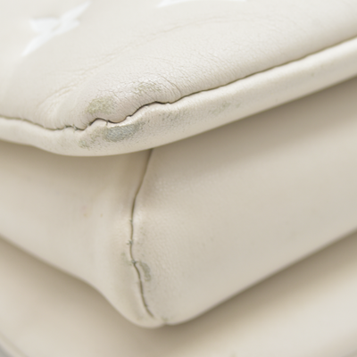 $5100 Louis Vuitton Lambskin Embossed Monogram Coussin PM Natural Creme 2023