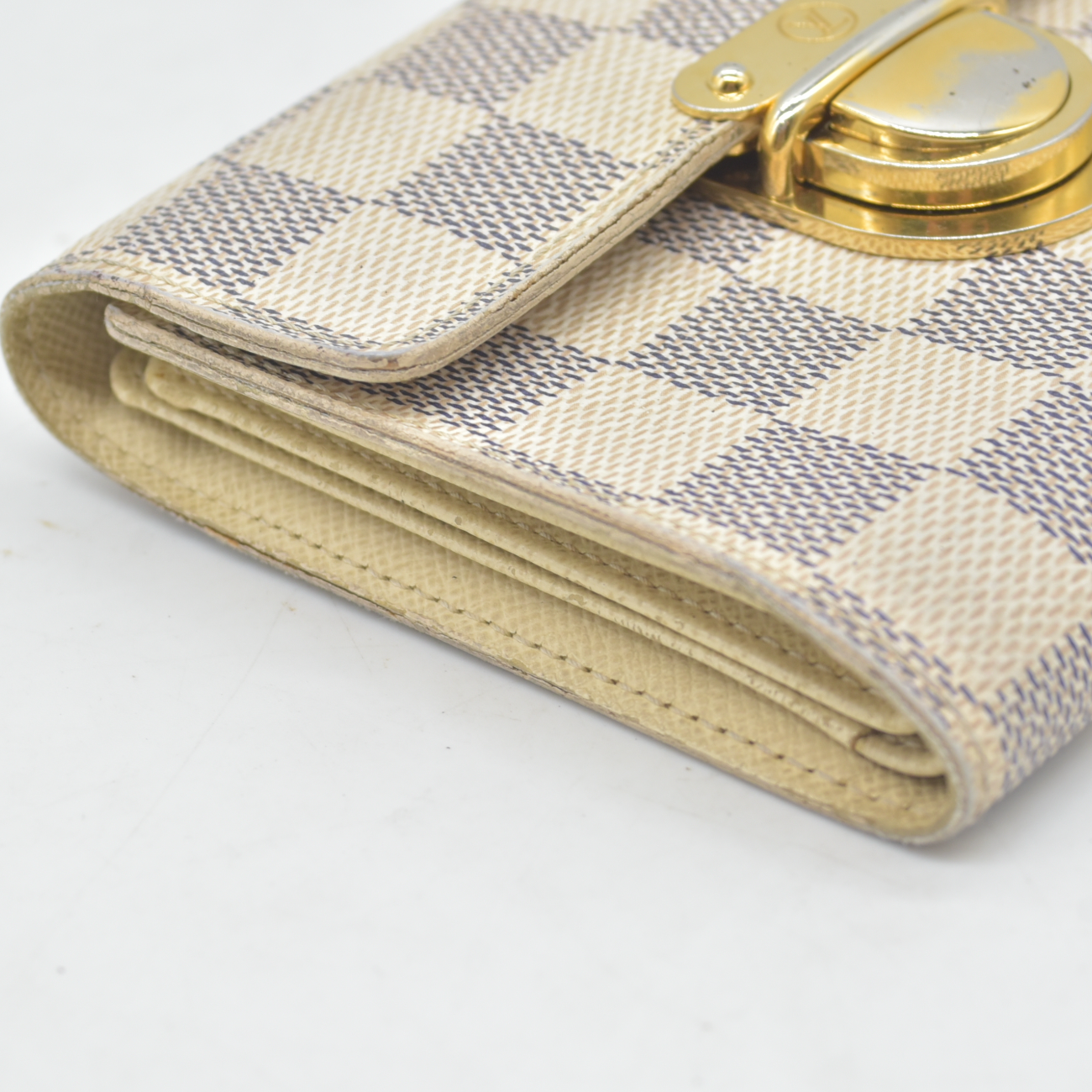 Louis Vuitton Damier Azur Porte Feiulle Koala Trifold Wallet White TH4059