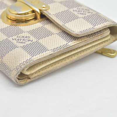 Louis Vuitton Damier Azur Porte Feiulle Koala Trifold Wallet White TH4059