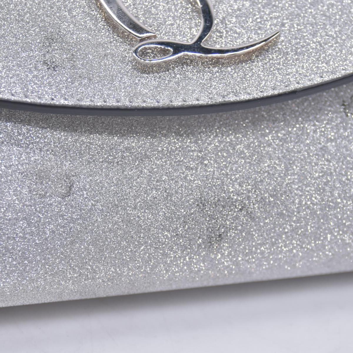 Christian Louboutin Glitter Calfskin Loubi54 Crossbody Clutch Silver 10021112
