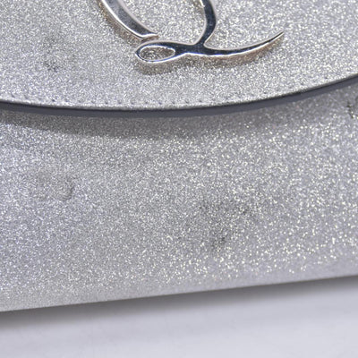 Christian Louboutin Glitter Calfskin Loubi54 Crossbody Clutch Silver 10021112