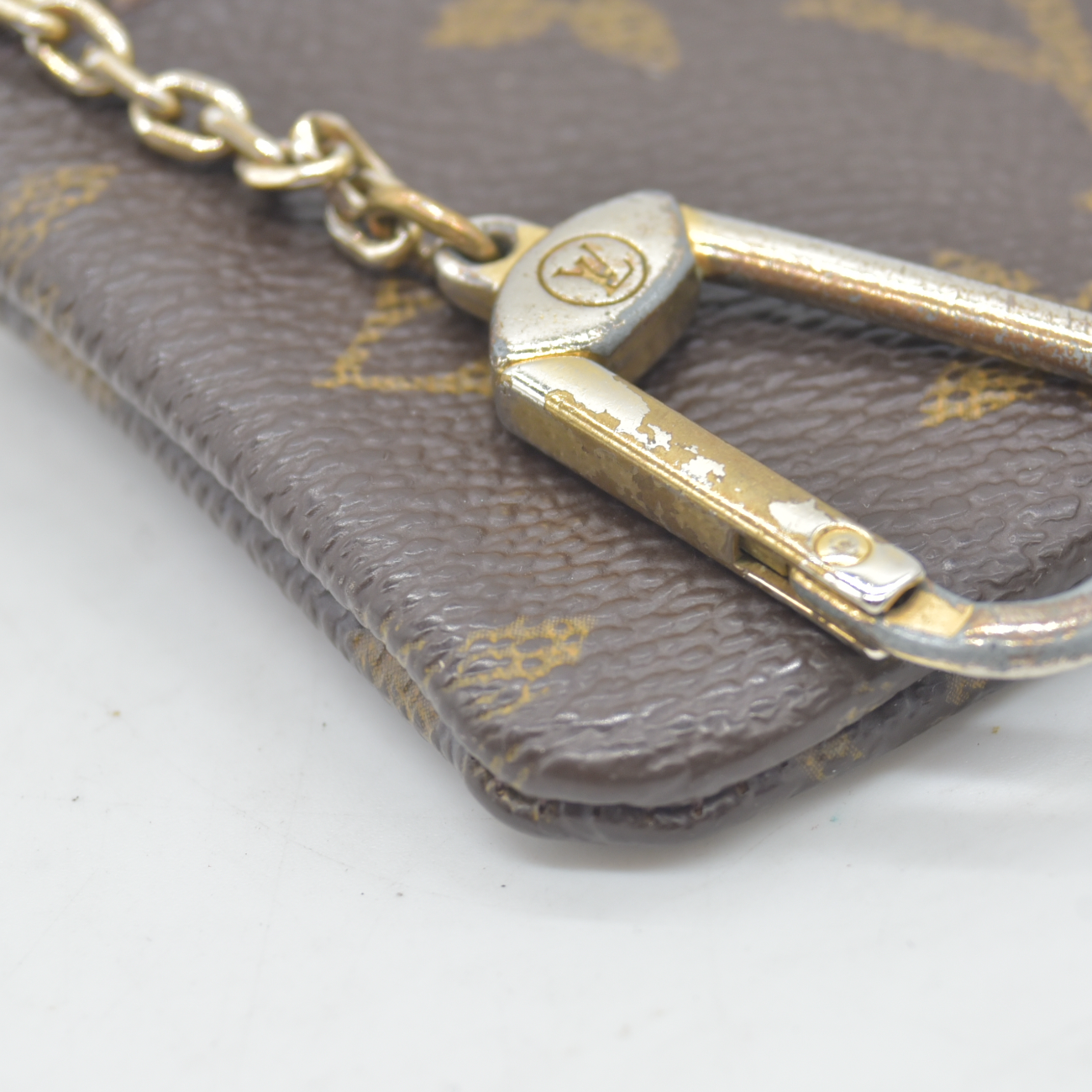 $345 Louis Vuitton Monogram Pochette Cles Wallet Coin Purse Brown