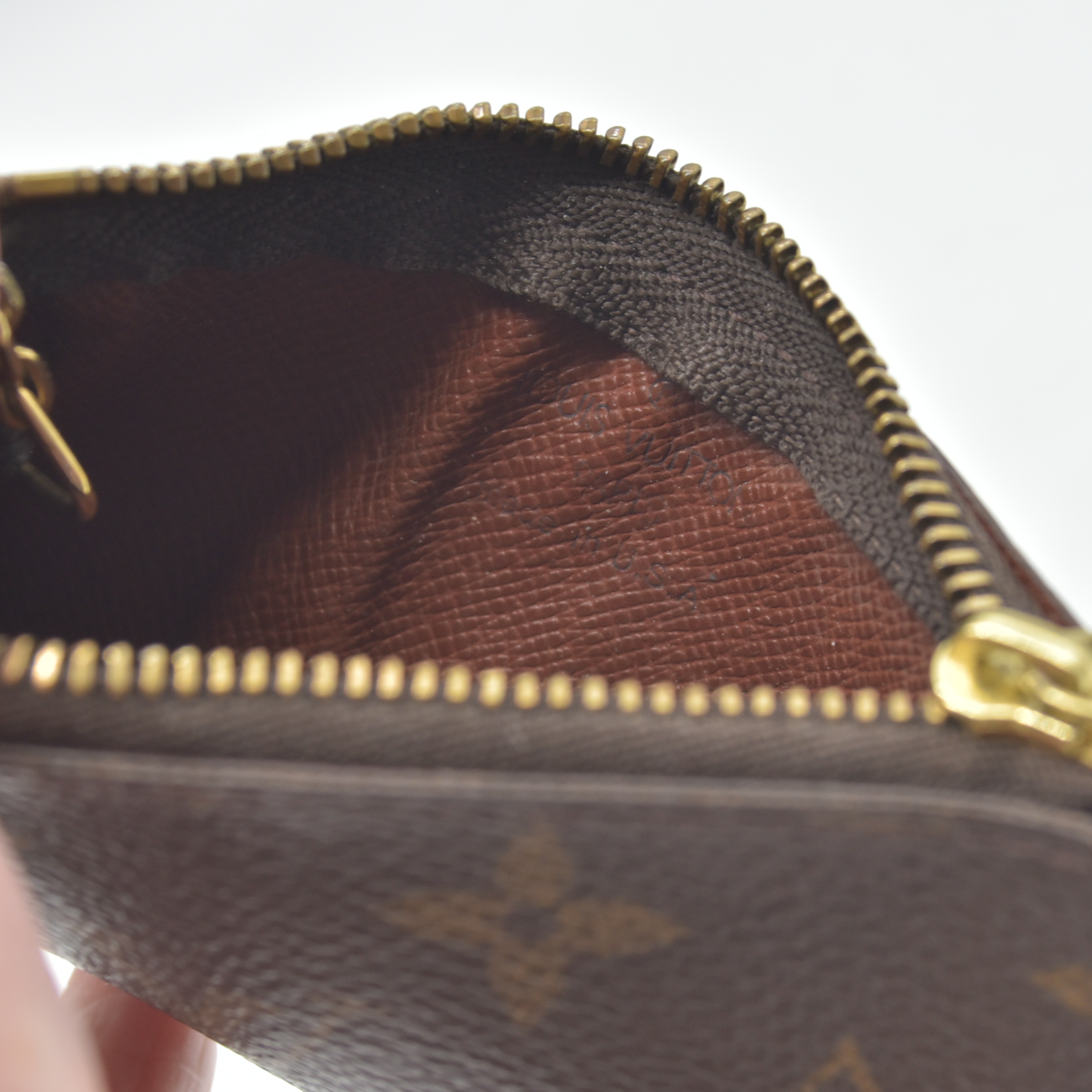 $345 Louis Vuitton Monogram Pochette Cles Wallet Coin Purse Brown