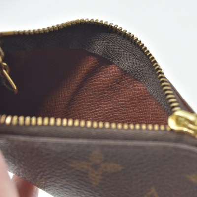 $345 Louis Vuitton Monogram Pochette Cles Wallet Coin Purse Brown