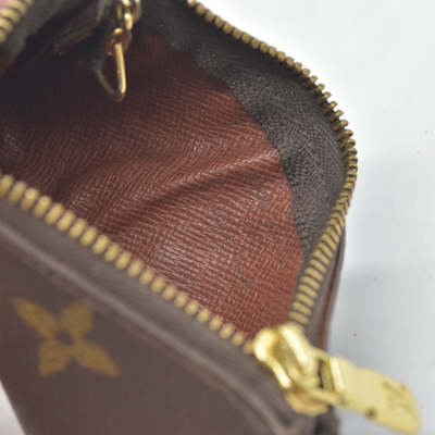 $345 Louis Vuitton Monogram Pochette Cles Wallet Coin Purse Brown