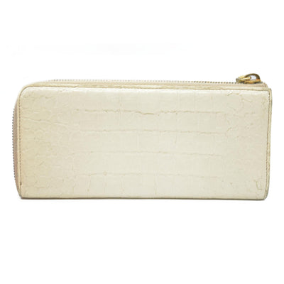 MIU MIU Logo Embossed Leather Zippy Long Wallet White