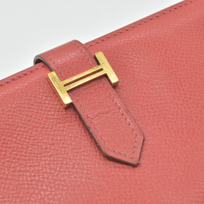 $4100 Hermes Epsom Bearn Gusset Wallet Rouge