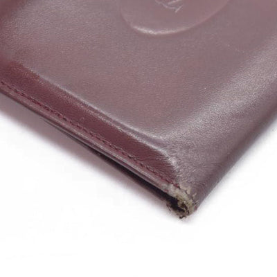$580 Must de Cartier Leather Bifold Wallet Bordeaux