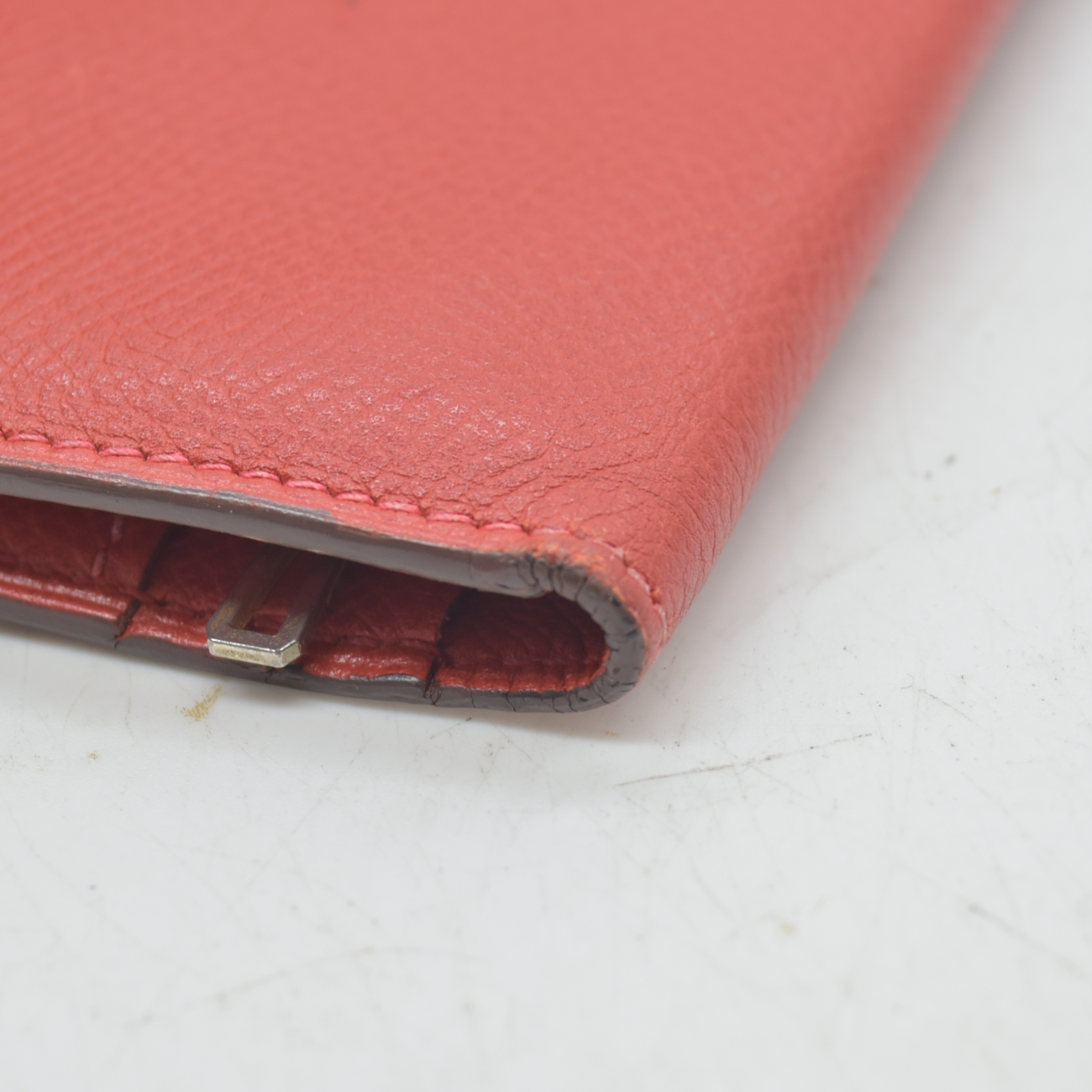 $4100 Hermes Epsom Bearn Gusset Wallet Rouge