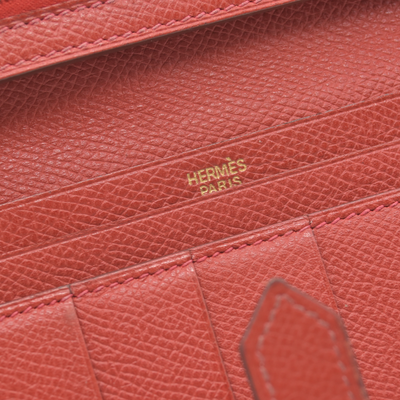 $4100 Hermes Epsom Bearn Gusset Wallet Rouge