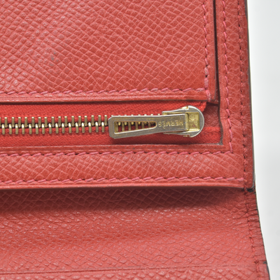 $4100 Hermes Epsom Bearn Gusset Wallet Rouge