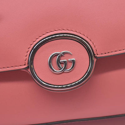 $2980 Gucci Senna Calfskin Petite GG Top Handle Shoulder Bag Pink