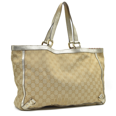 Gucci Monogram Large Abbey Tote Metallic Gold