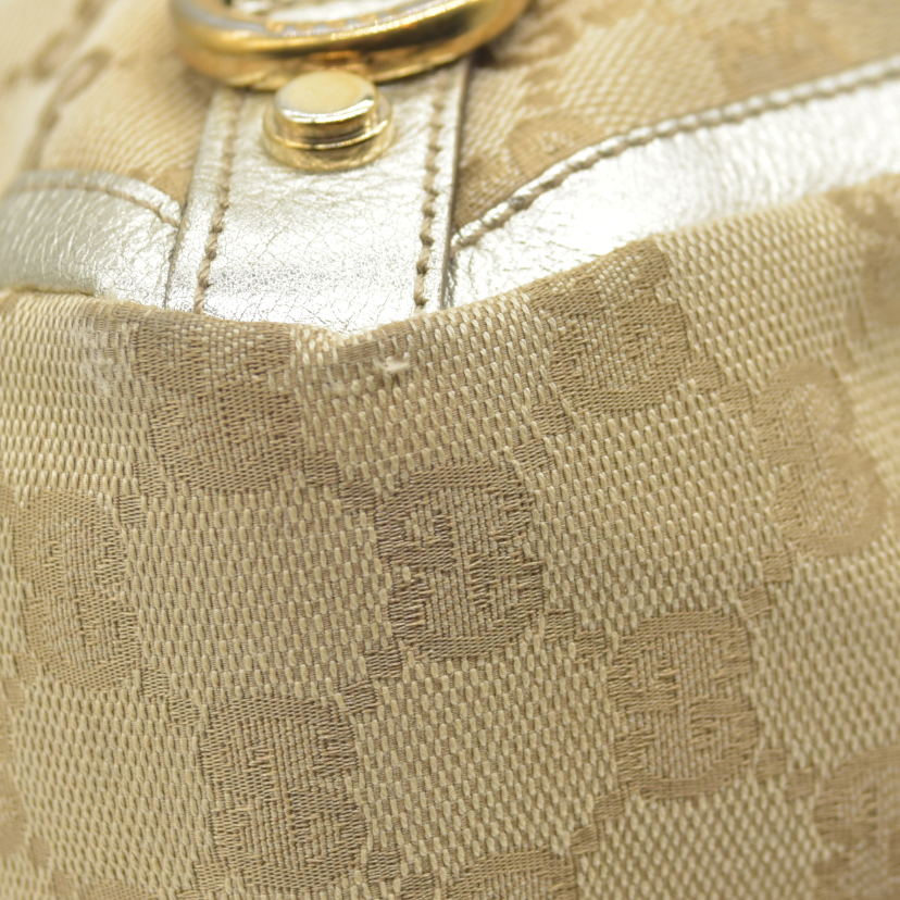 Gucci Monogram Large Abbey Tote Metallic Gold