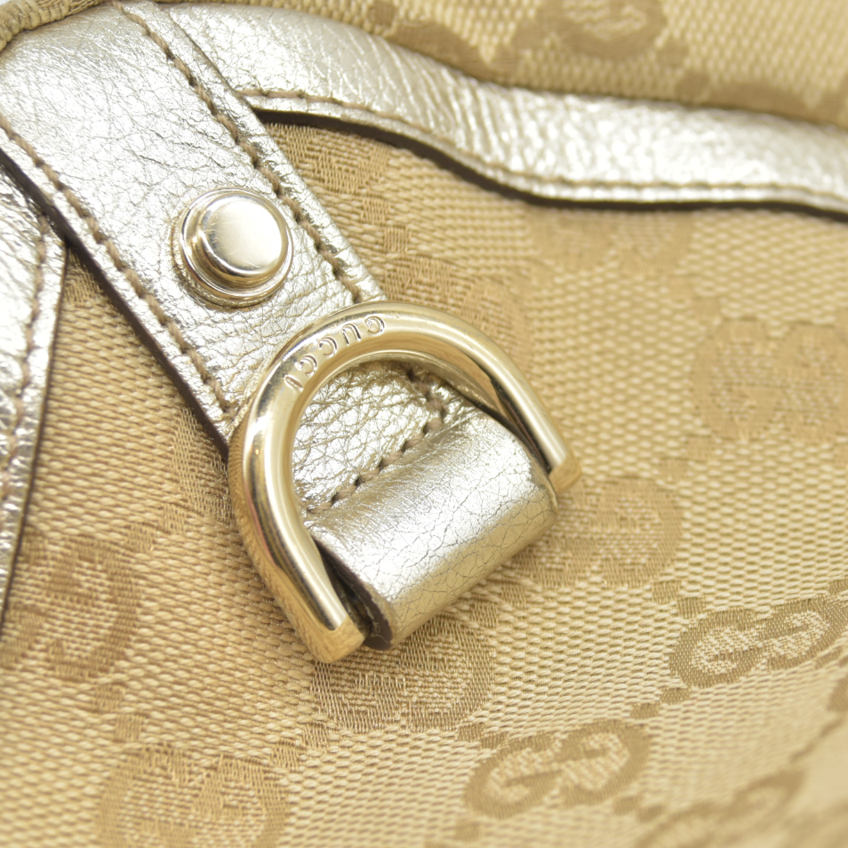 Gucci Monogram Large Abbey Tote Metallic Gold