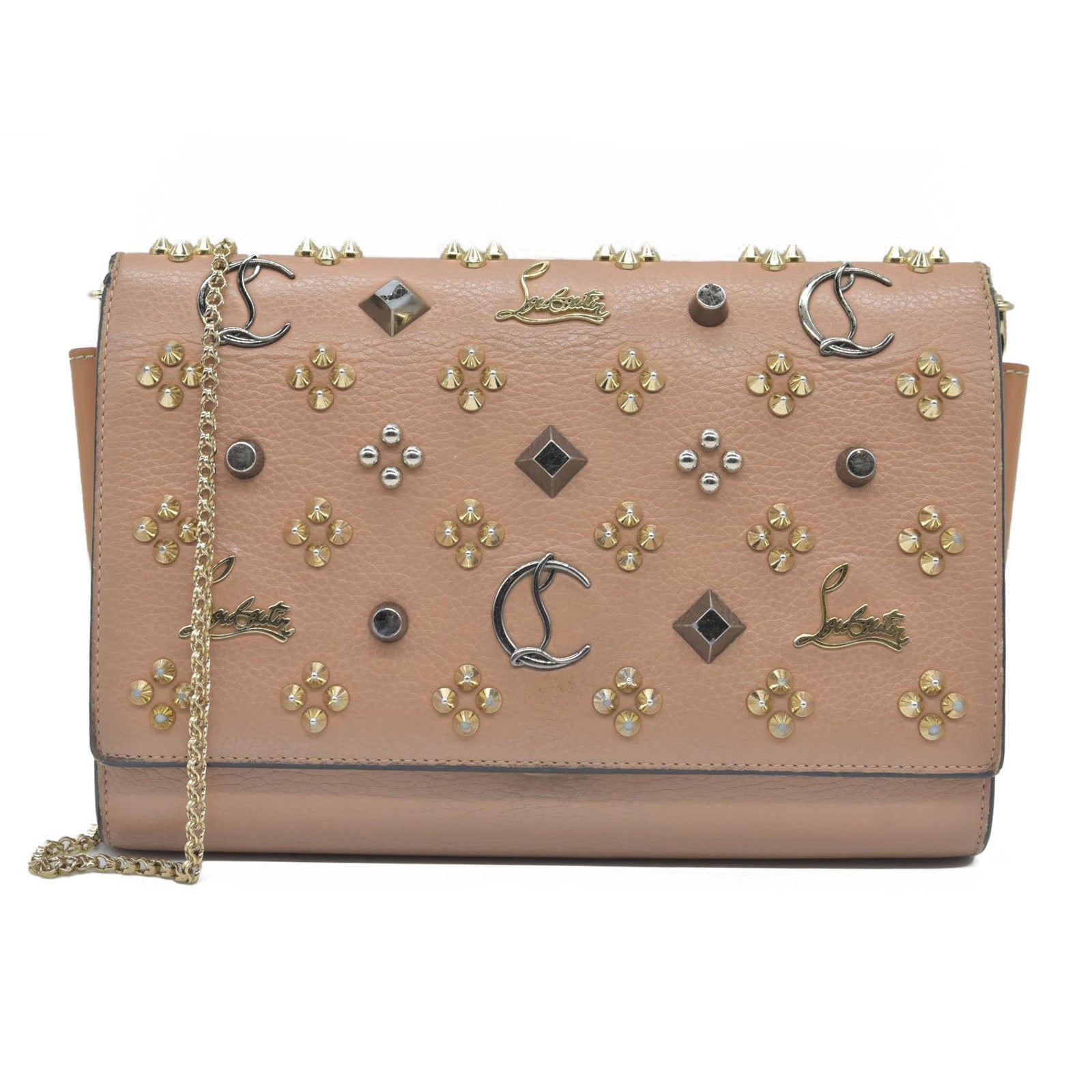 $1590 Christian Louboutin Shoulder Bag Brown Leather