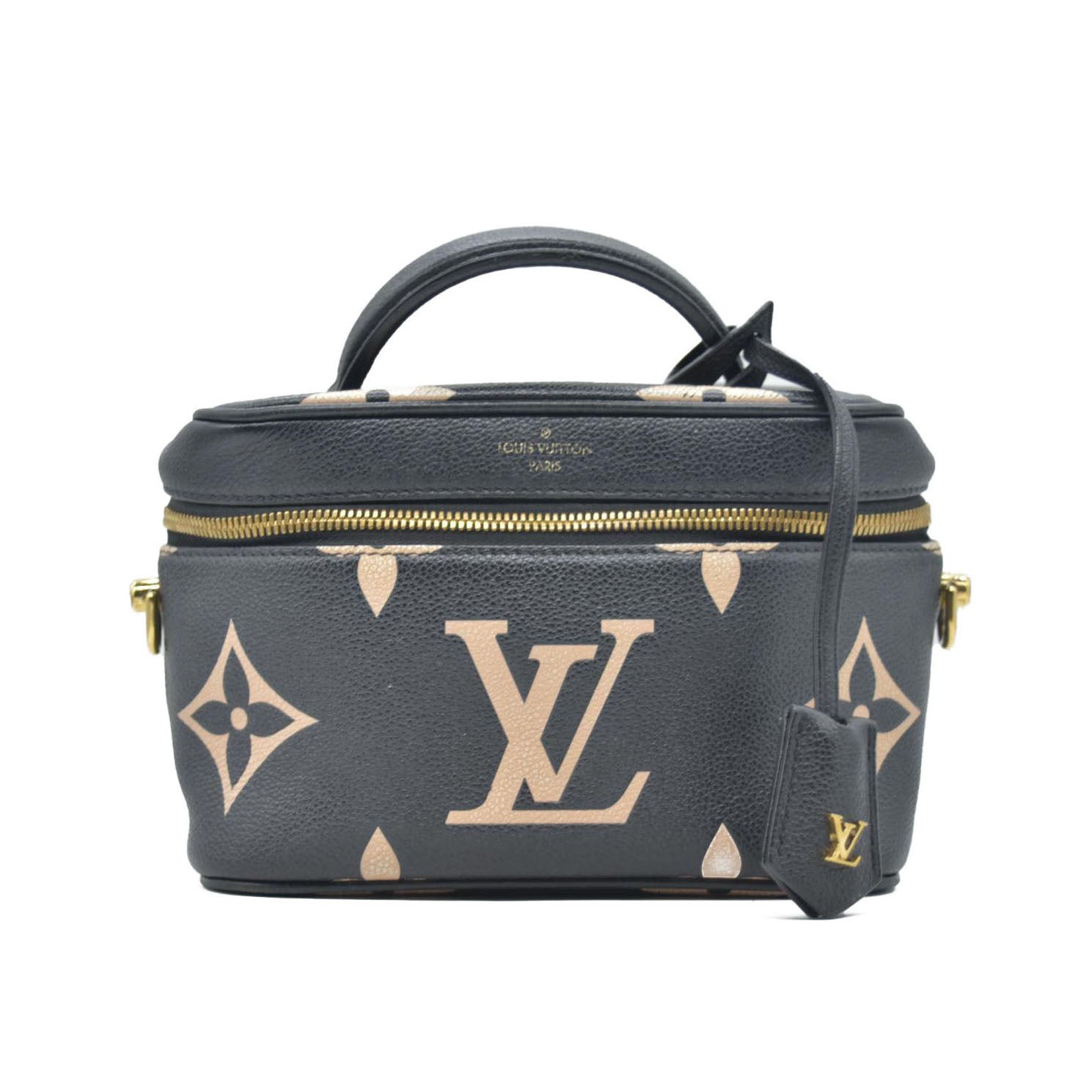 $3250 2021 Louis Vuitton Empreinte Monogram Giant Vanity PM Black Beige FP1201