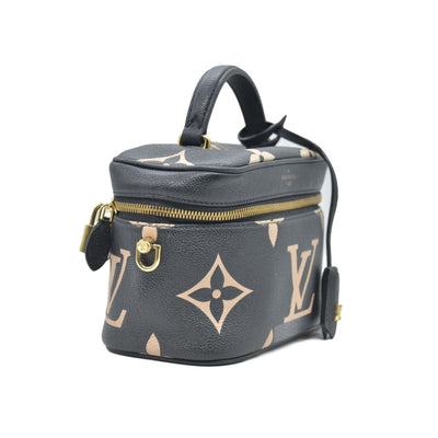 $3250 2021 Louis Vuitton Empreinte Monogram Giant Vanity PM Black Beige FP1201