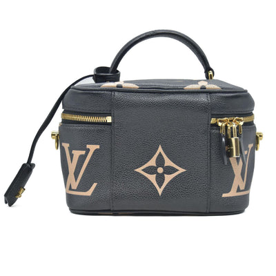 $3250 2021 Louis Vuitton Empreinte Monogram Giant Vanity PM Black Beige FP1201