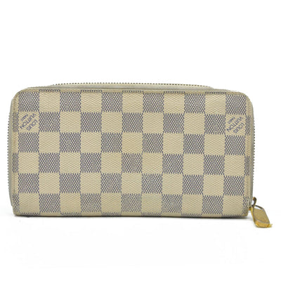 AUCTION $915 Louis Vuitton Damier Azur Zippy Zip Around Long Wallet Purse White CA1132