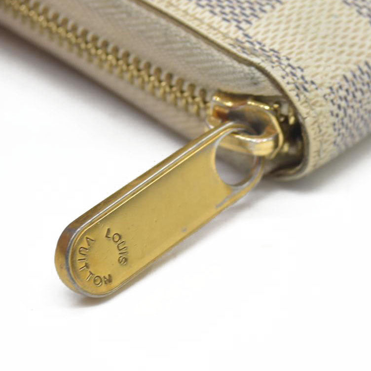 AUCTION $915 Louis Vuitton Damier Azur Zippy Zip Around Long Wallet Purse White CA1132