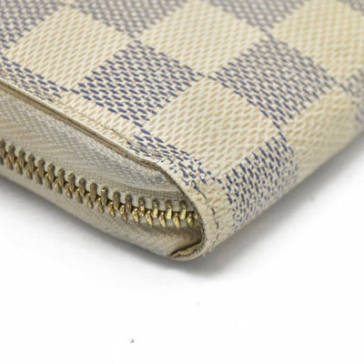 AUCTION $915 Louis Vuitton Damier Azur Zippy Zip Around Long Wallet Purse White CA1132