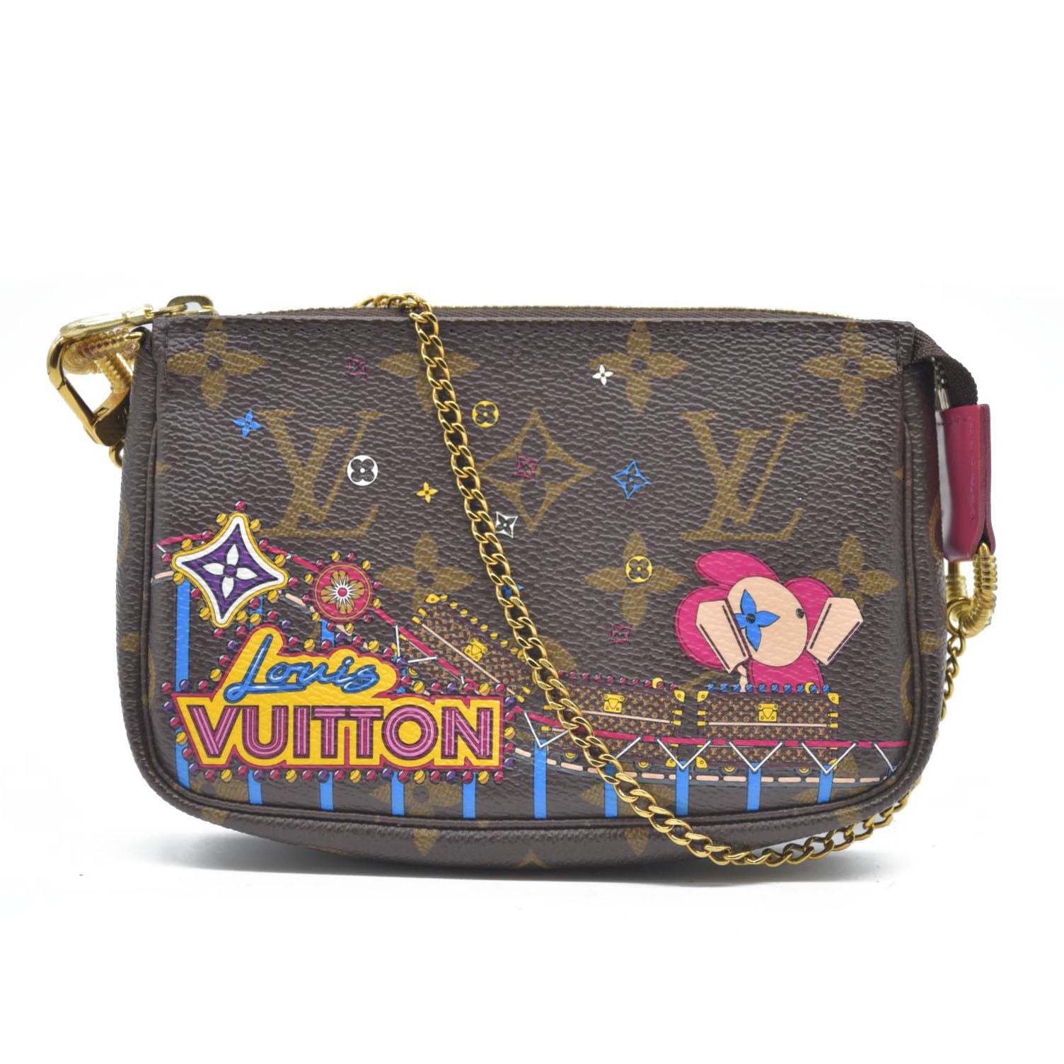 Louis Vuitton  Monogram 2020 Christmas Animation Roller Coaster Mini Pochette Accessories Pivoine