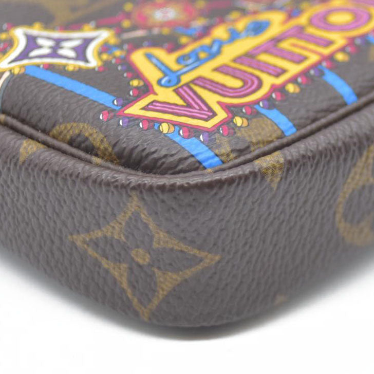 Louis Vuitton  Monogram 2020 Christmas Animation Roller Coaster Mini Pochette Accessories Pivoine