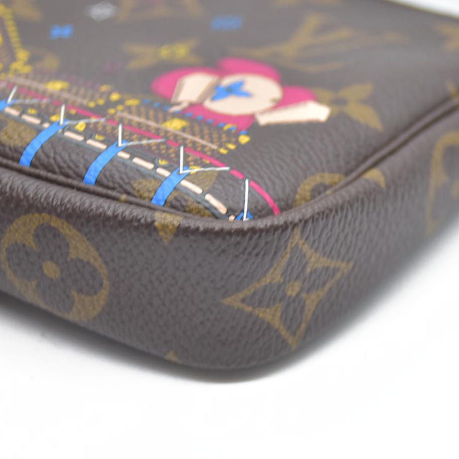 Louis Vuitton  Monogram 2020 Christmas Animation Roller Coaster Mini Pochette Accessories Pivoine