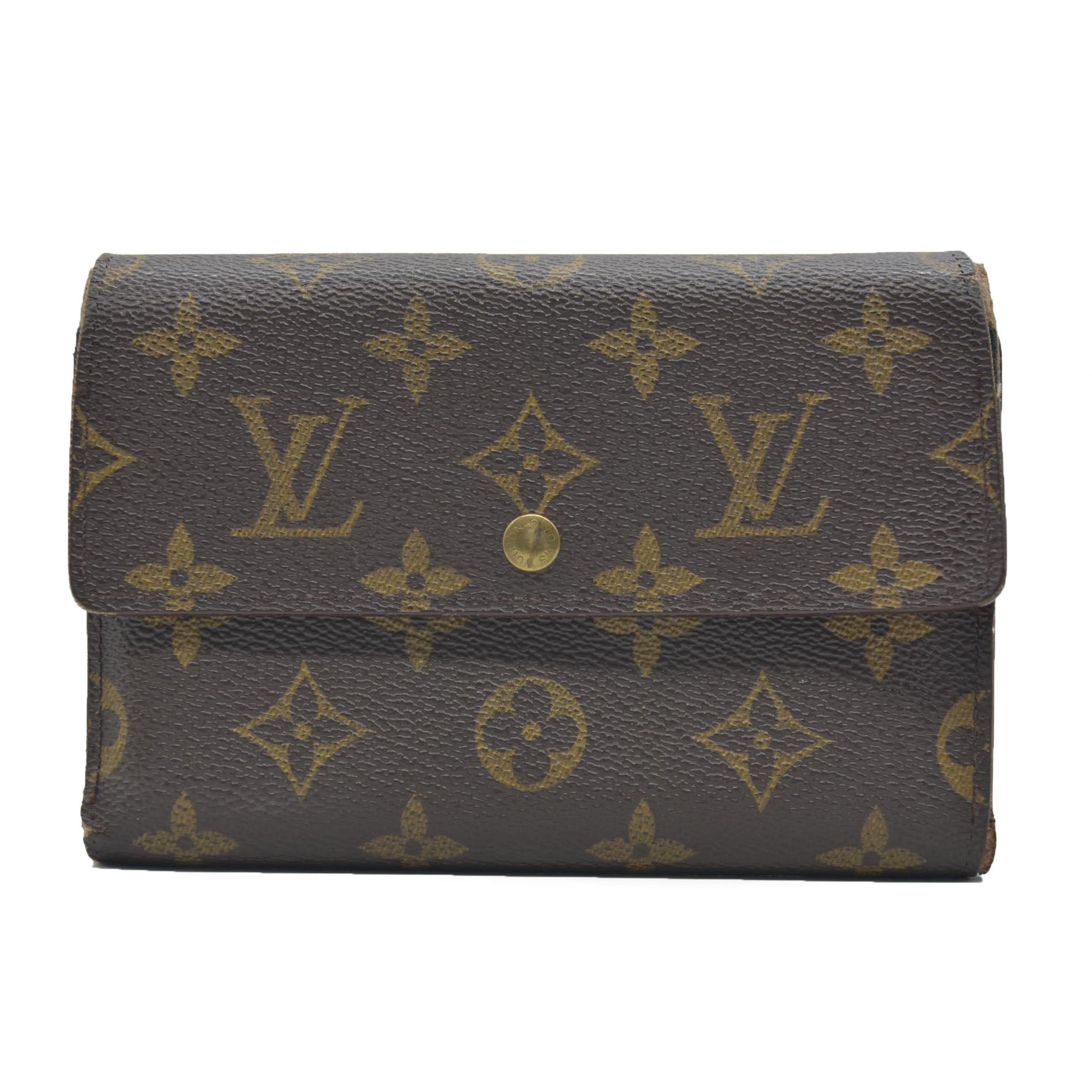 $550 CONSIGNMENT Louis Vuitton Monogram Canvas Porte Tresor Etui Papier Wallet SP0927 CONSIGNMENT