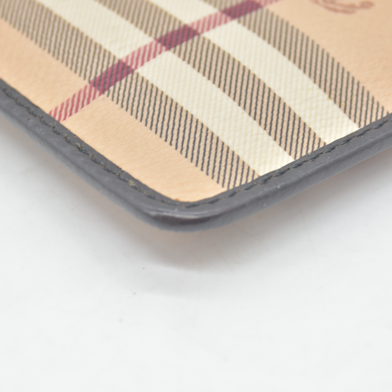 $350 BURBERRY Nova Check Coated Canvas Key Case Beige